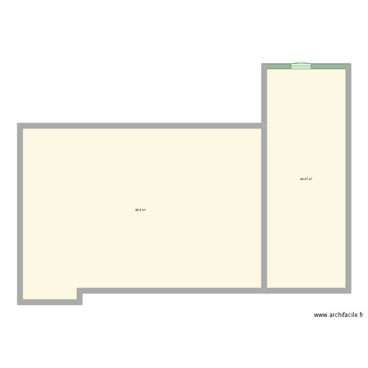 Agrandissement . Plan de 2 pièces et 144 m2