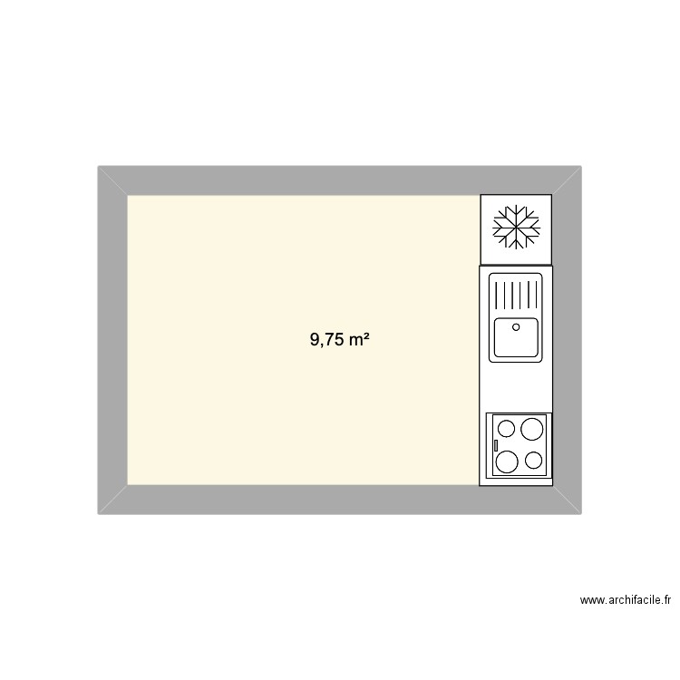 Cuisine Coudray. Plan de 1 pièce et 10 m2