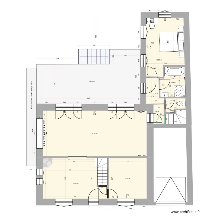 Projet_RDF_RDC sans escalier externe SS_Révision_3.9. Plan de 9 pièces et 112 m2