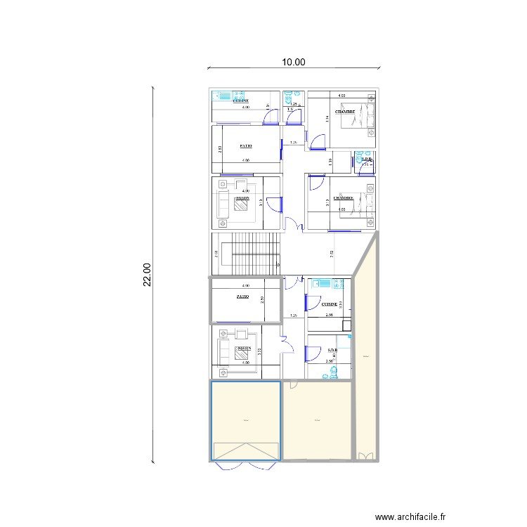 Khar Yalla. Plan de 3 pièces et 207 m2