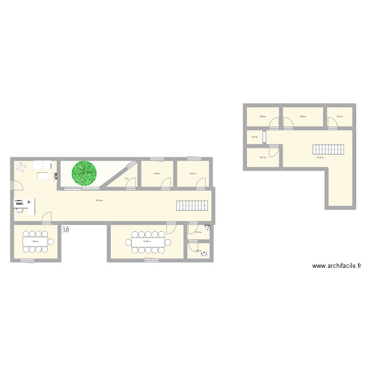 office notariat. Plan de 15 pièces et 161 m2