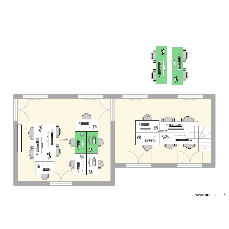 Marme. Plan de 2 pièces et 57 m2