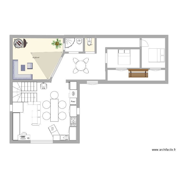 essai sc BIS. Plan de 2 pièces et 16 m2