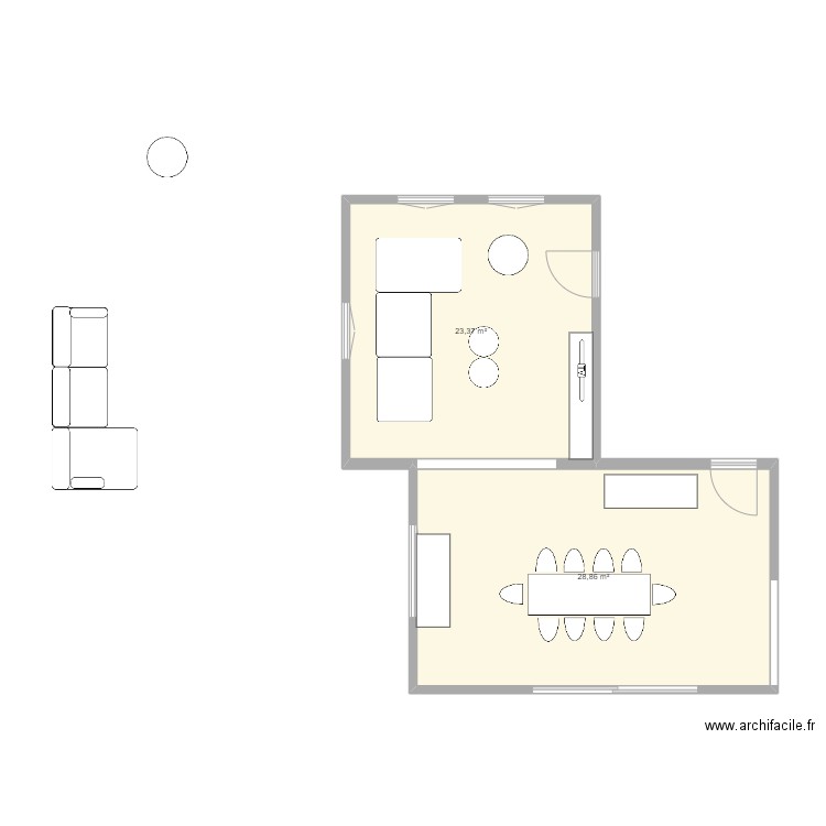 Maison. Plan de 2 pièces et 52 m2