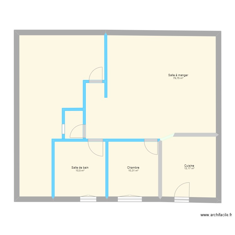 eglisotte rez de chaussée. Plan de 4 pièces et 113 m2