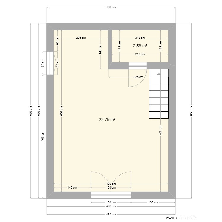 mazet rdc. Plan de 2 pièces et 25 m2