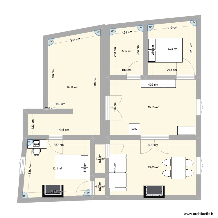 charenton. Plan de 8 pièces et 77 m2