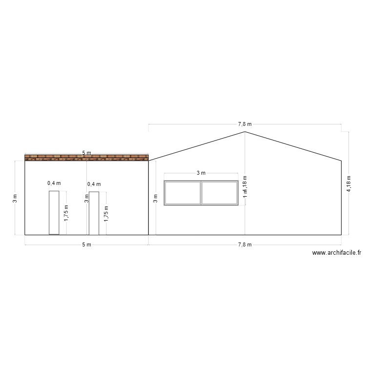 face extension. Plan de 0 pièce et 0 m2