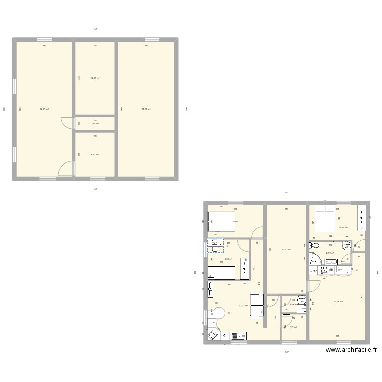 1er étage Paradis. Plan de 14 pièces et 197 m2