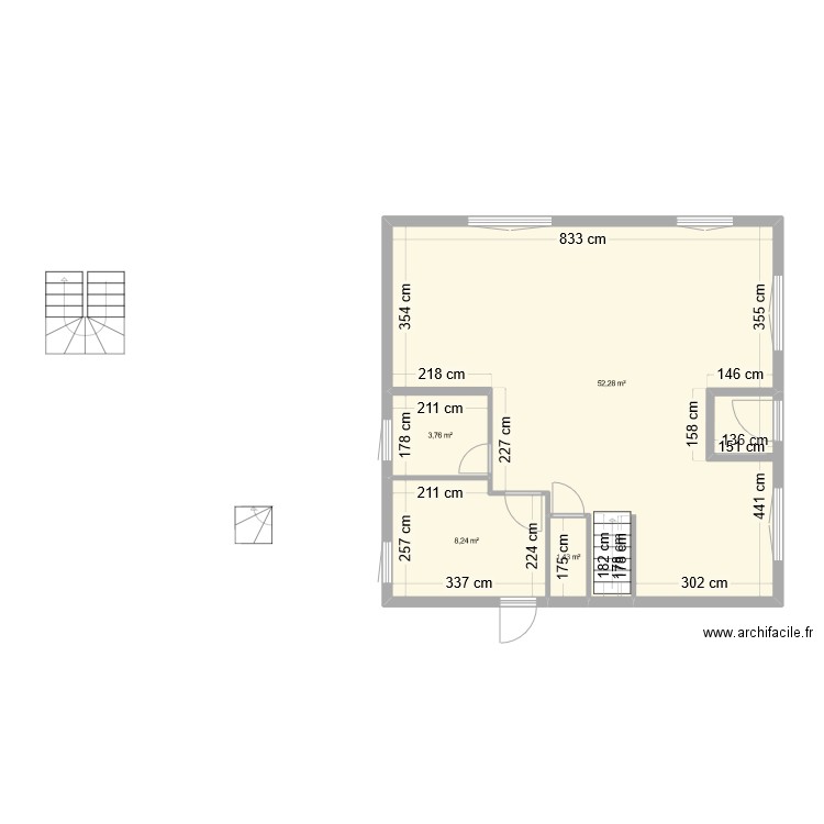 REZ ST JEAN MODIFIER. Plan de 4 pièces et 66 m2