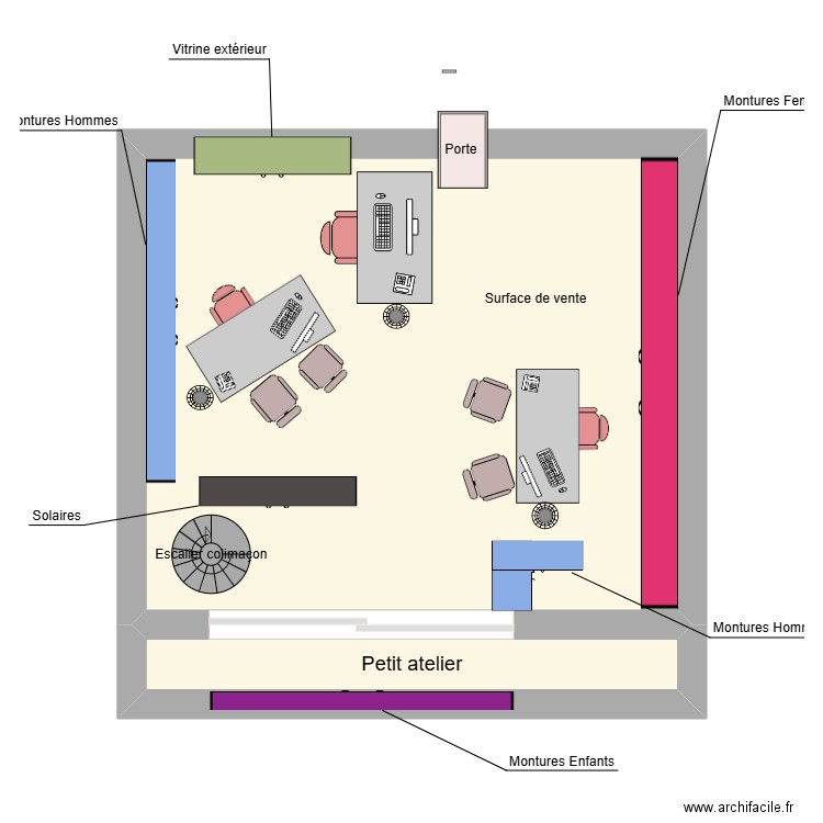 Plan du magasin. Plan de 2 pièces et 21 m2