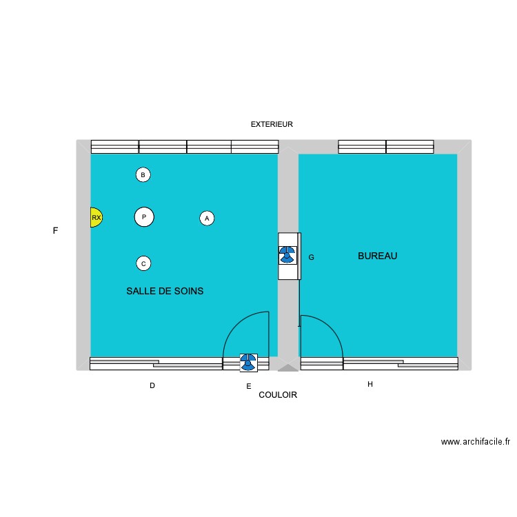 CAB 2 GALET COURTIN. Plan de 2 pièces et 26 m2