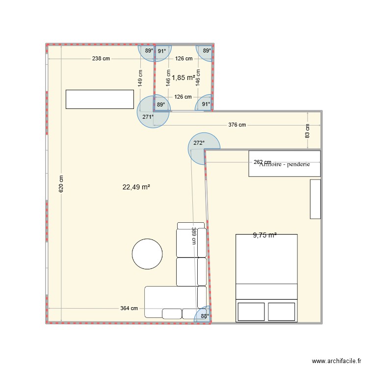 IVALDI. Plan de 3 pièces et 34 m2