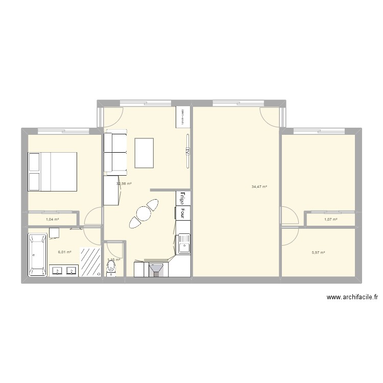 PC3. Plan de 7 pièces et 83 m2