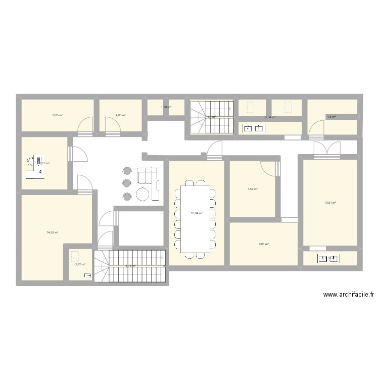 Plan  31em Etage. Plan de 15 pièces et 106 m2