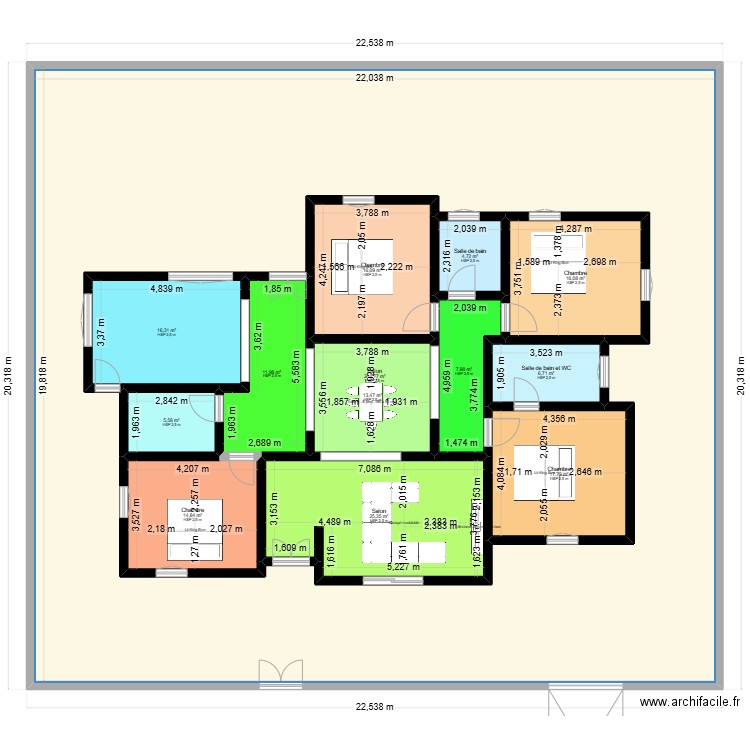 awa ka. Plan de 13 pièces et 594 m2