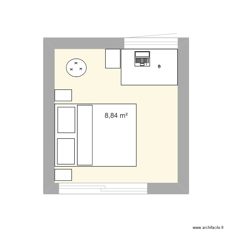 Chambre. Plan de 1 pièce et 9 m2