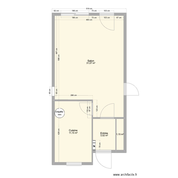 Maison_V0. Plan de 4 pièces et 47 m2