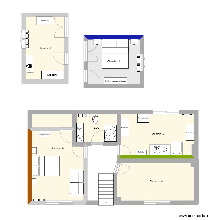 maison joué 3. Plan de 7 pièces et 74 m2