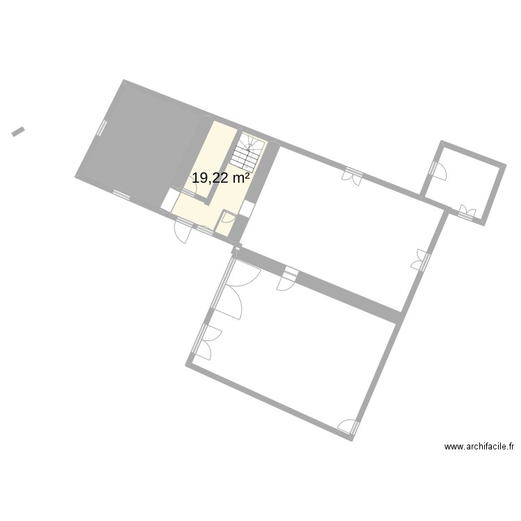 implantation. Plan de 2 pièces et 47 m2