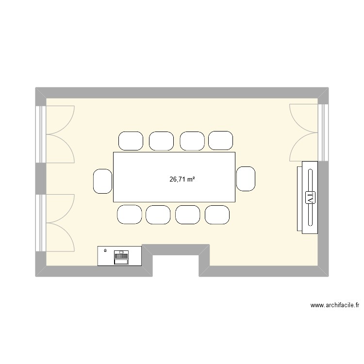 Bureau. Plan de 1 pièce et 27 m2