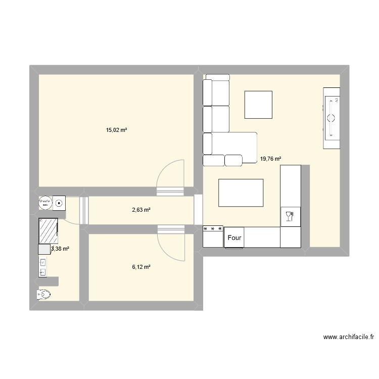 Appartement. Plan de 5 pièces et 47 m2