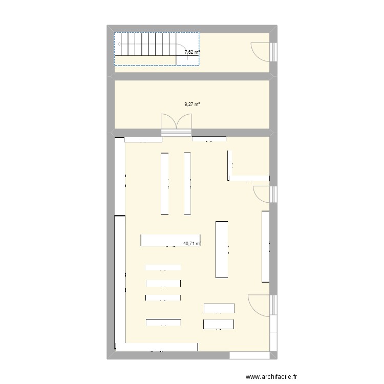 magasin biocoop. Plan de 3 pièces et 58 m2