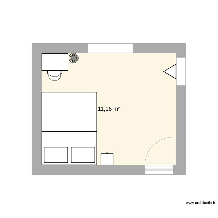 Chambre autonomie. Plan de 1 pièce et 11 m2