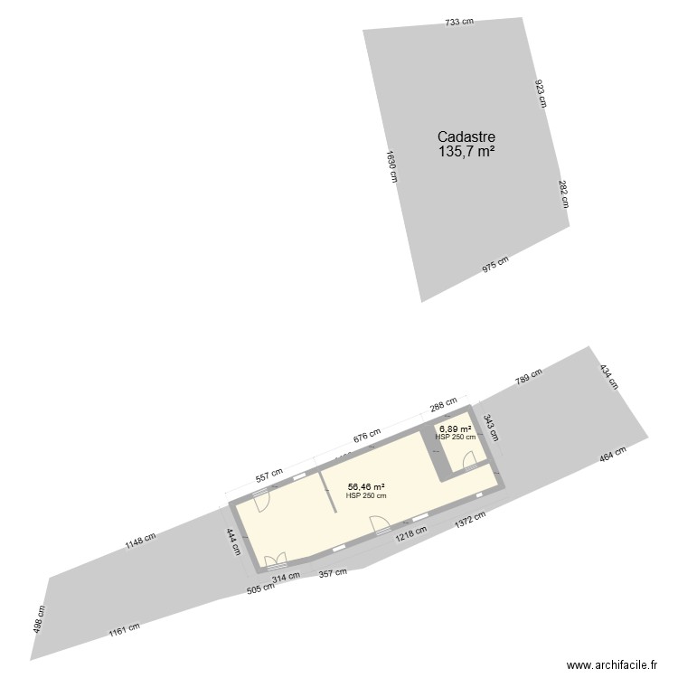 Parcelle maison haleux. Plan de 2 pièces et 63 m2