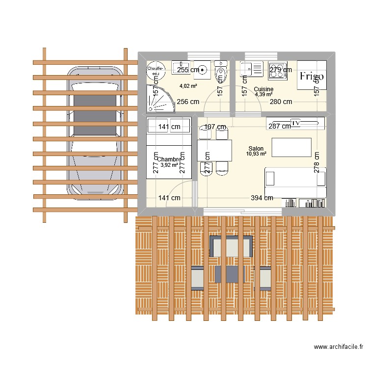 petitemaison. Plan de 4 pièces et 23 m2