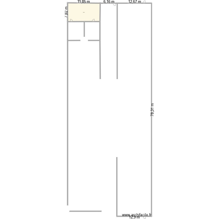 Digihub. Plan de 1 pièce et 76 m2