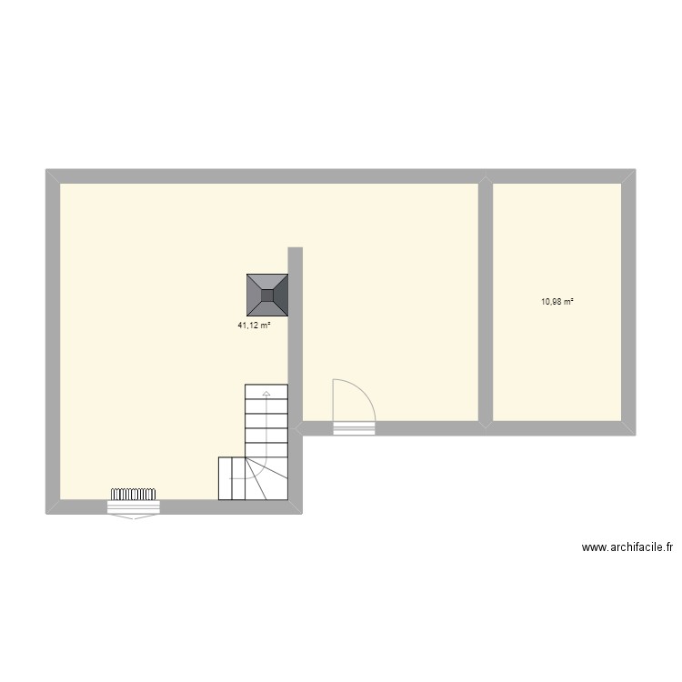 Robb - Rez-de-Chaussée. Plan de 2 pièces et 52 m2