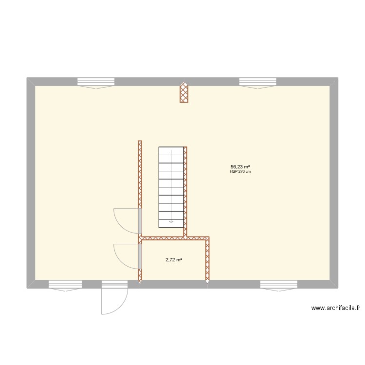 MAISON FAVIERES. Plan de 2 pièces et 59 m2