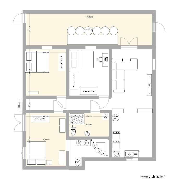 MAISON CAVANI. Plan de 4 pièces et 63 m2