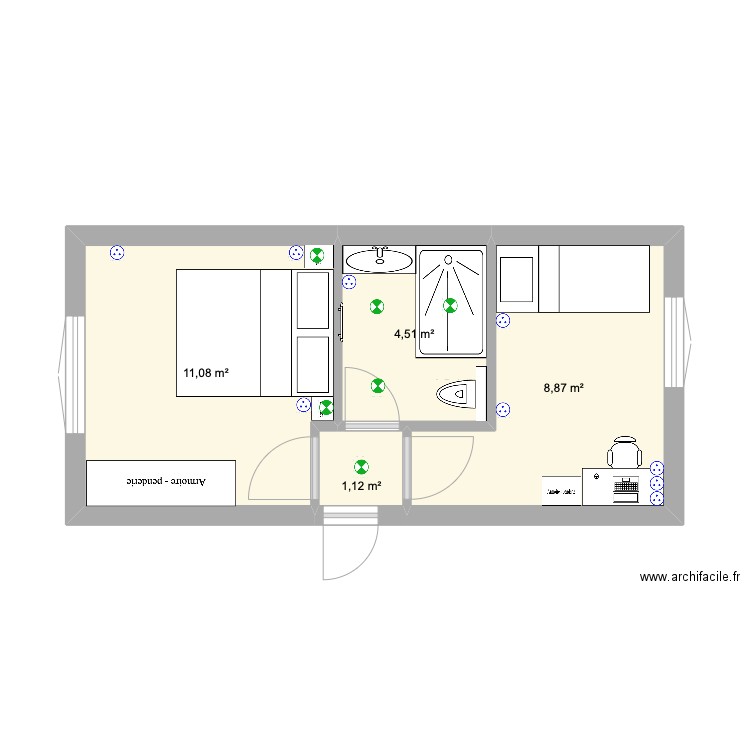 Suite nouvelle proposition v3. Plan de 4 pièces et 26 m2