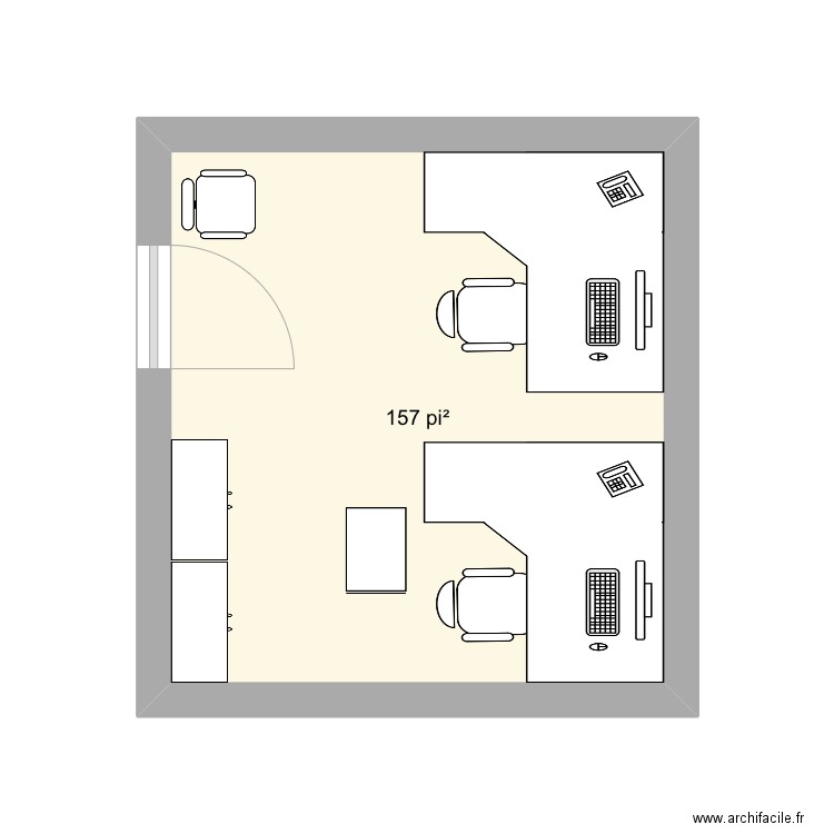 Bureau paie option 1 . Plan de 1 pièce et 15 m2