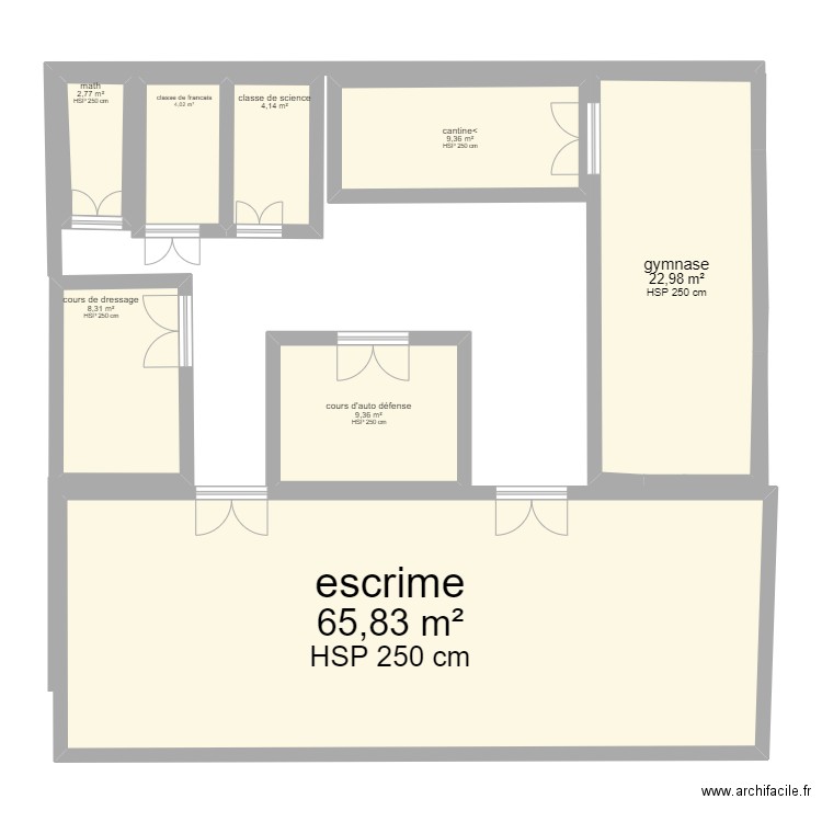 ecole de reve. Plan de 8 pièces et 127 m2