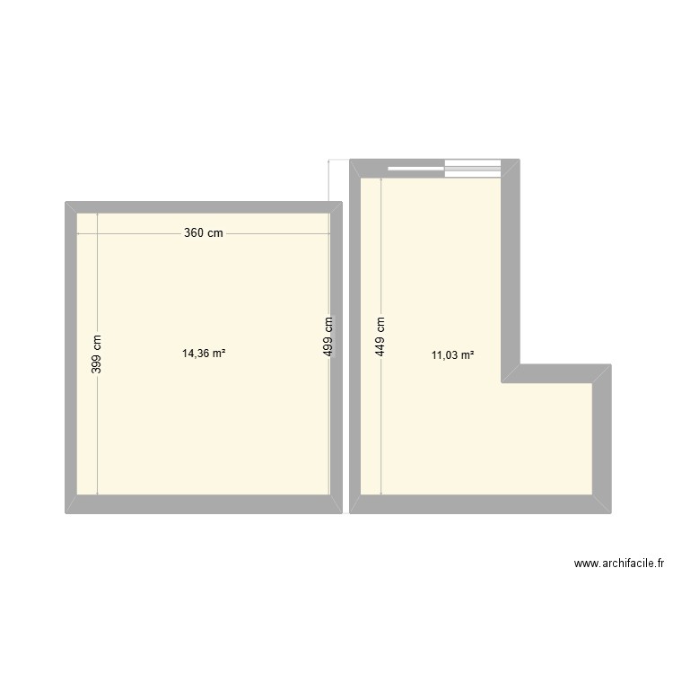 L'isle Adam 66m2. Plan de 2 pièces et 25 m2