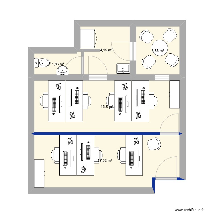 39 Auguste Renoir - Etude 2. Plan de 5 pièces et 37 m2