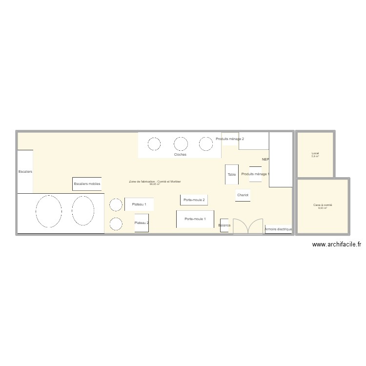 Atelier comté. Plan de 3 pièces et 116 m2