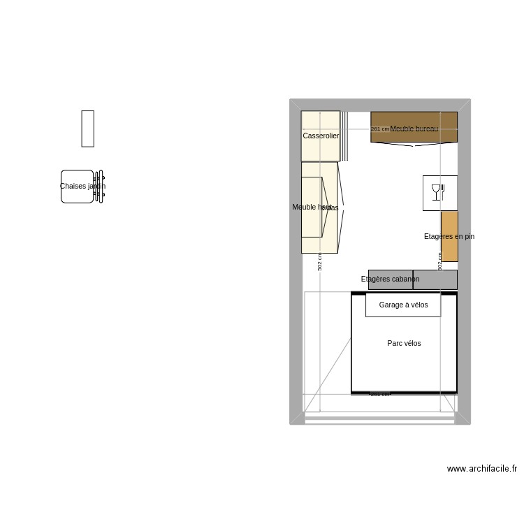 Garage. Plan de 1 pièce et 13 m2