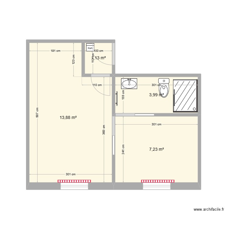 3 Square Vallois Après Renov 14 01 25. Plan de 4 pièces et 26 m2