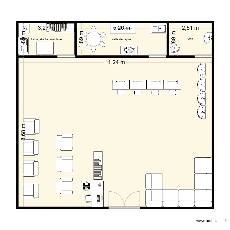 technologie aménagement du salon. Plan de 4 pièces et 118 m2