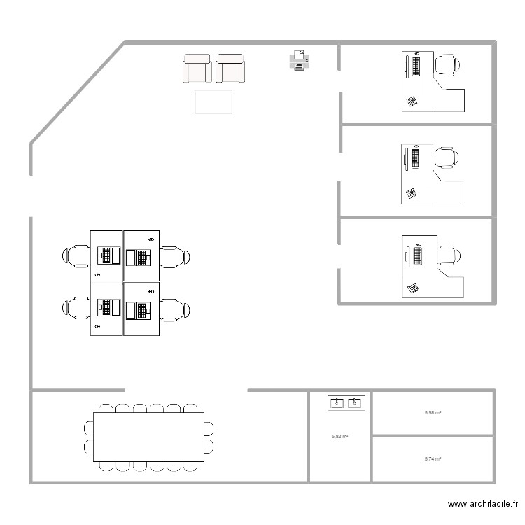 COMMERCIAL. Plan de 3 pièces et 17 m2