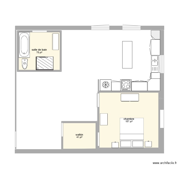 PAUL. Plan de 3 pièces et 25 m2