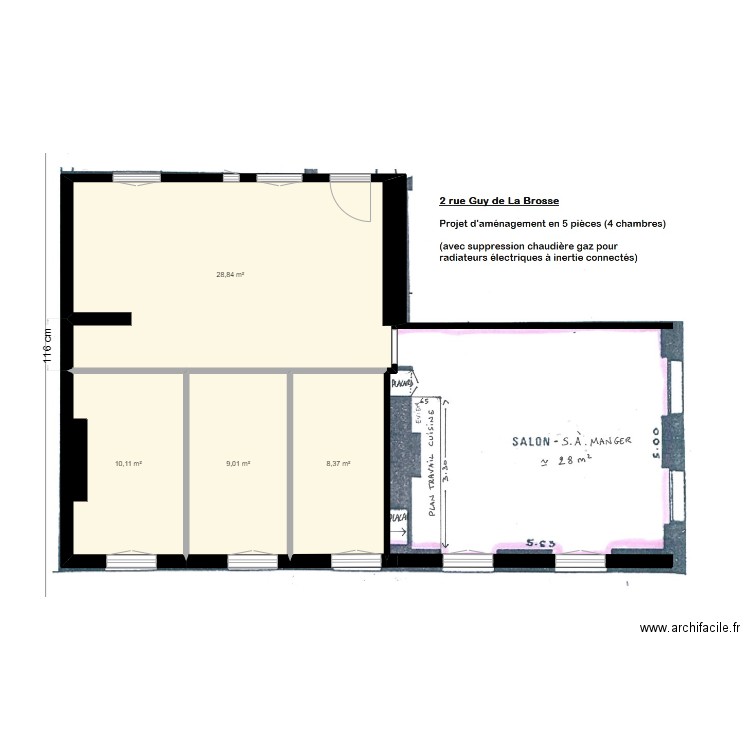  guy brosse v1. Plan de 4 pièces et 56 m2