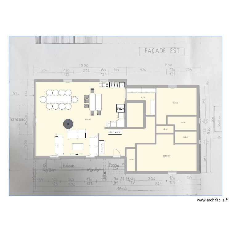 REZ DE CHAUSSE . Plan de 8 pièces et 151 m2