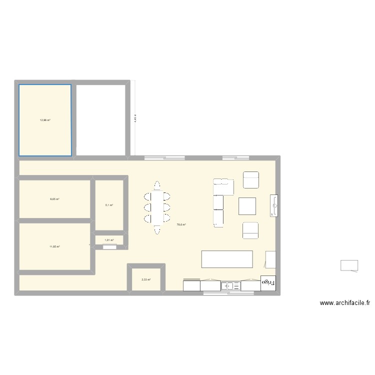 Rodrigue3. Plan de 7 pièces et 122 m2