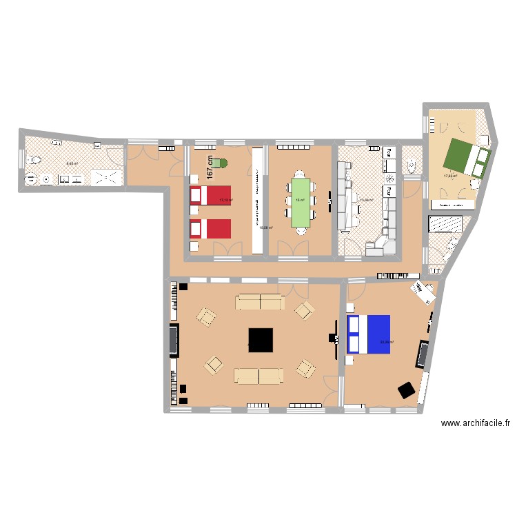 46 SADA 10. Plan de 8 pièces et 160 m2