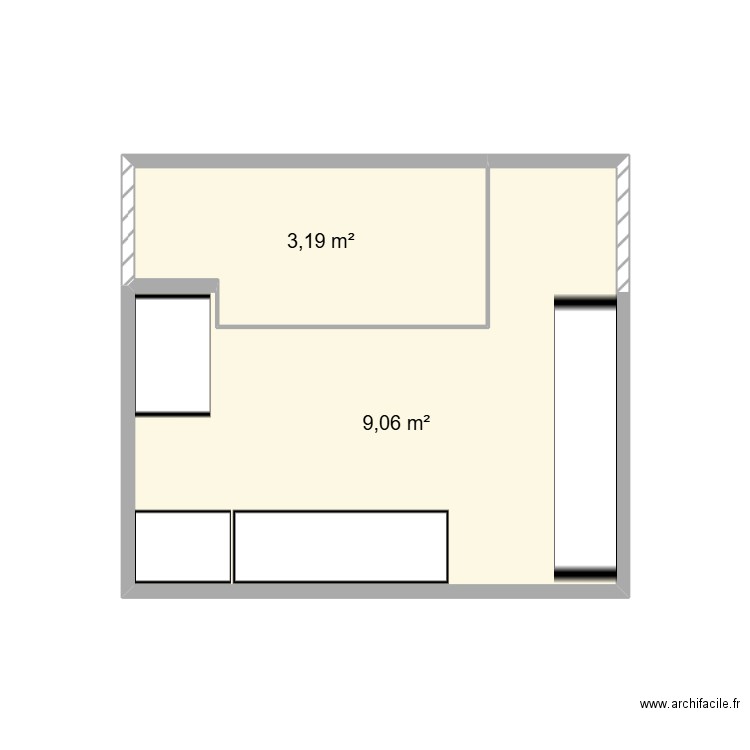 Cave. Plan de 2 pièces et 12 m2